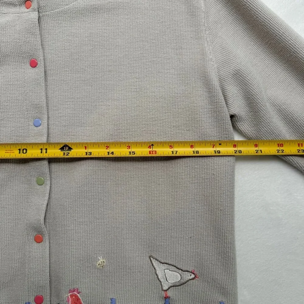 Vintage Chicken Embroidery Cardigan Farmer - Picture 5 of 8